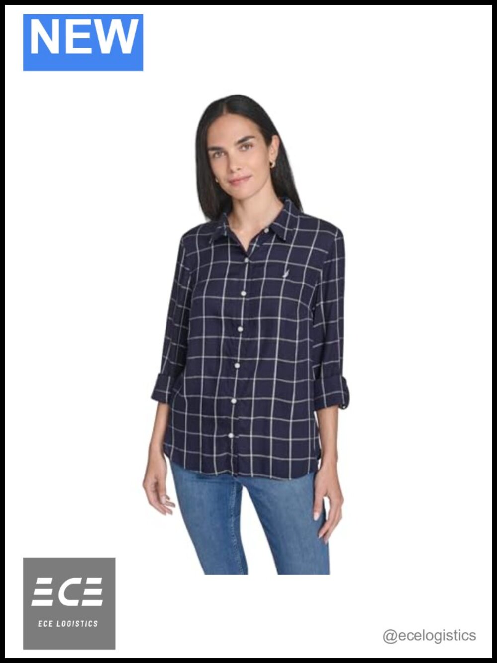 Long Sleeve Button Down Collared Cotton Blouse